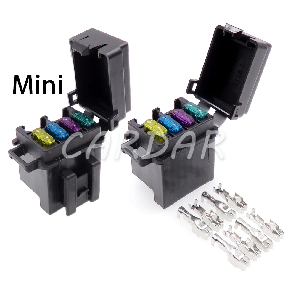 1 Set 4 Way BX2047C-1 BX2047C-2 AC Assembly Micro In-line InLine Fuse Holders Without Fuses Mini Blade Type Fuse Holder