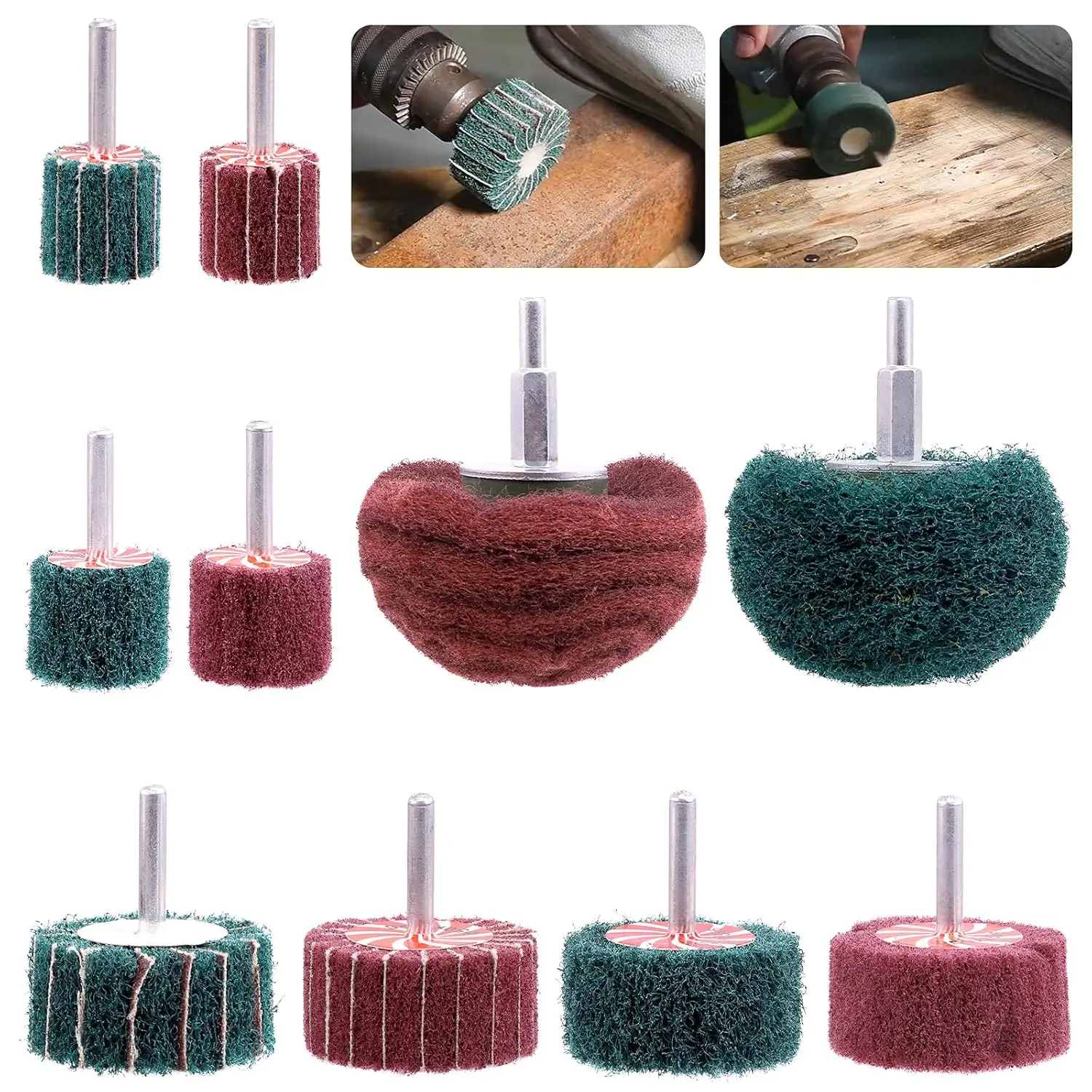 SI FANG 10 PCS Non-woven Fiber Abrasive Flap Sanding Wheel Scouring Pad Nylon Buffing Polishing Pad for Polishing Mirror