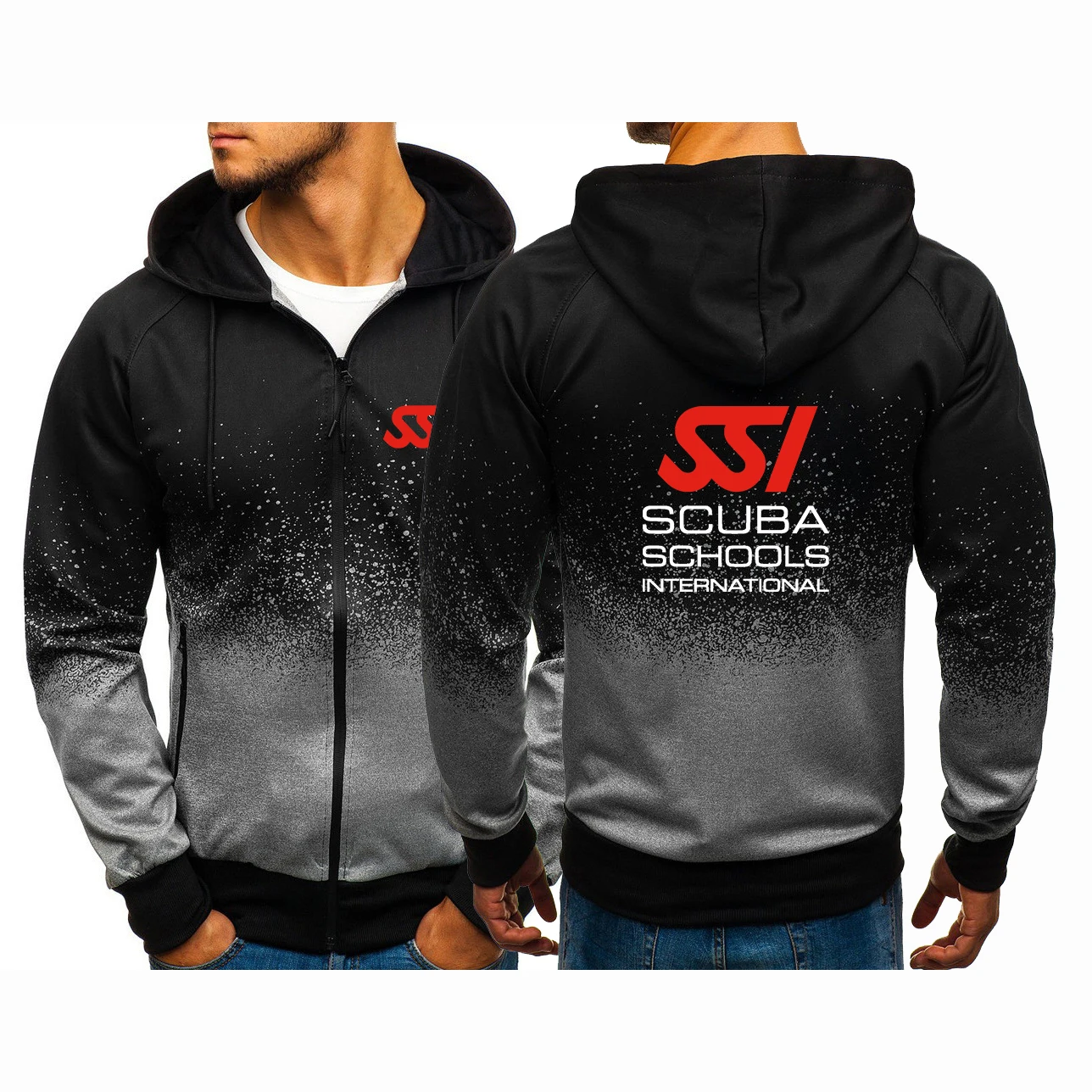 2022 Scuba Diving Dive SSI Men\'s New Fashion Hoodies Casual Harajuku Gradient Color Cardigan Coat Fleece Sweatshirts Zip Jacket
