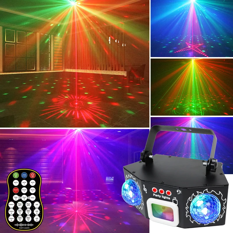 

Светодиодные сценические фонари RGB Disco Magic Ball с дистанционным управлением DMX для DJ Flash Strobe RGBW Цветное освещение для вечеринок и мероприятий