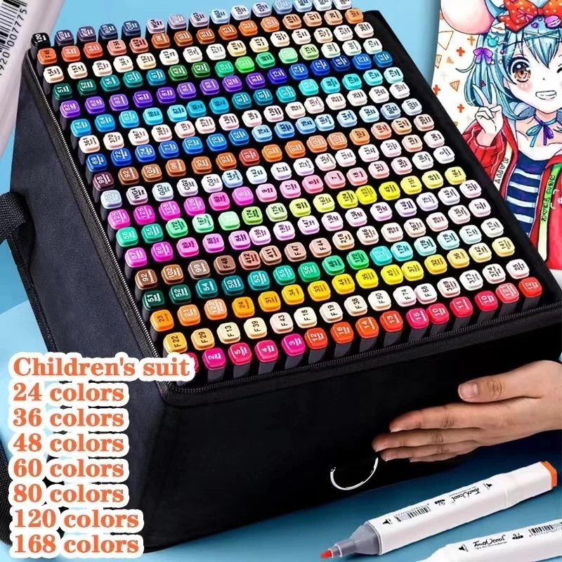 12-80pcs Touch Art Color Marker Pens Painting Set Graffiti Marker Ceramic DIY Bag Pack Gfit Set School Office Art Supply