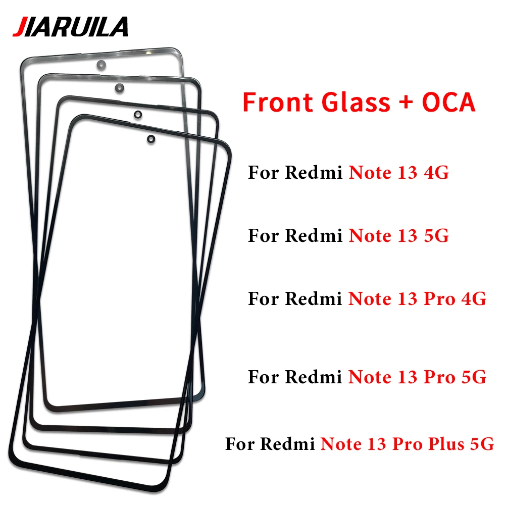 1Pcs New For Xiaomi Redmi Note 13 Pro Plus 5G 4G LCD Touch Screen Panel Front Outer Glass Lens With OCA Glue Replacement