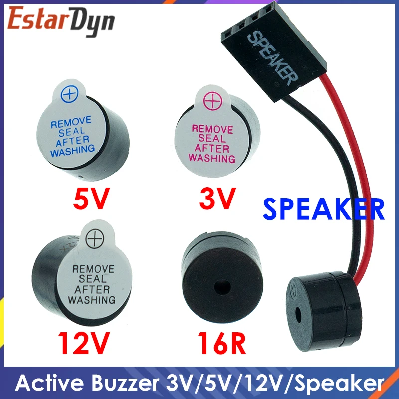 10PCS Active Buzzer 3V/5V/12V/16R TMB12A03 TMB12A05 TMB12A12 Magnetic Long Continous Beep Tone 12095 12*9.5mm Mini Plug Speaker