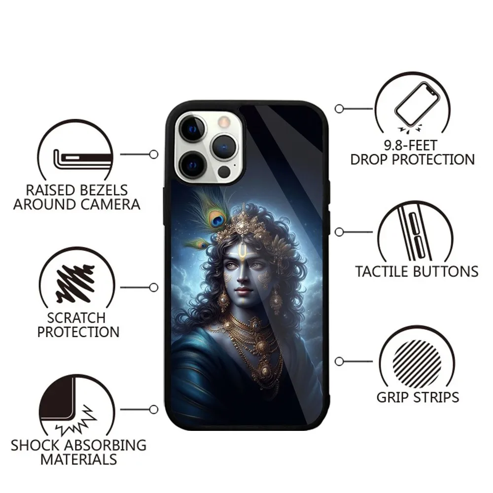 Indian God Lord Krishna Phone Case For iPhone 15,14,13,12,11,Plus,Pro,Max Mini Magsafe Magnetic Wireless Charging