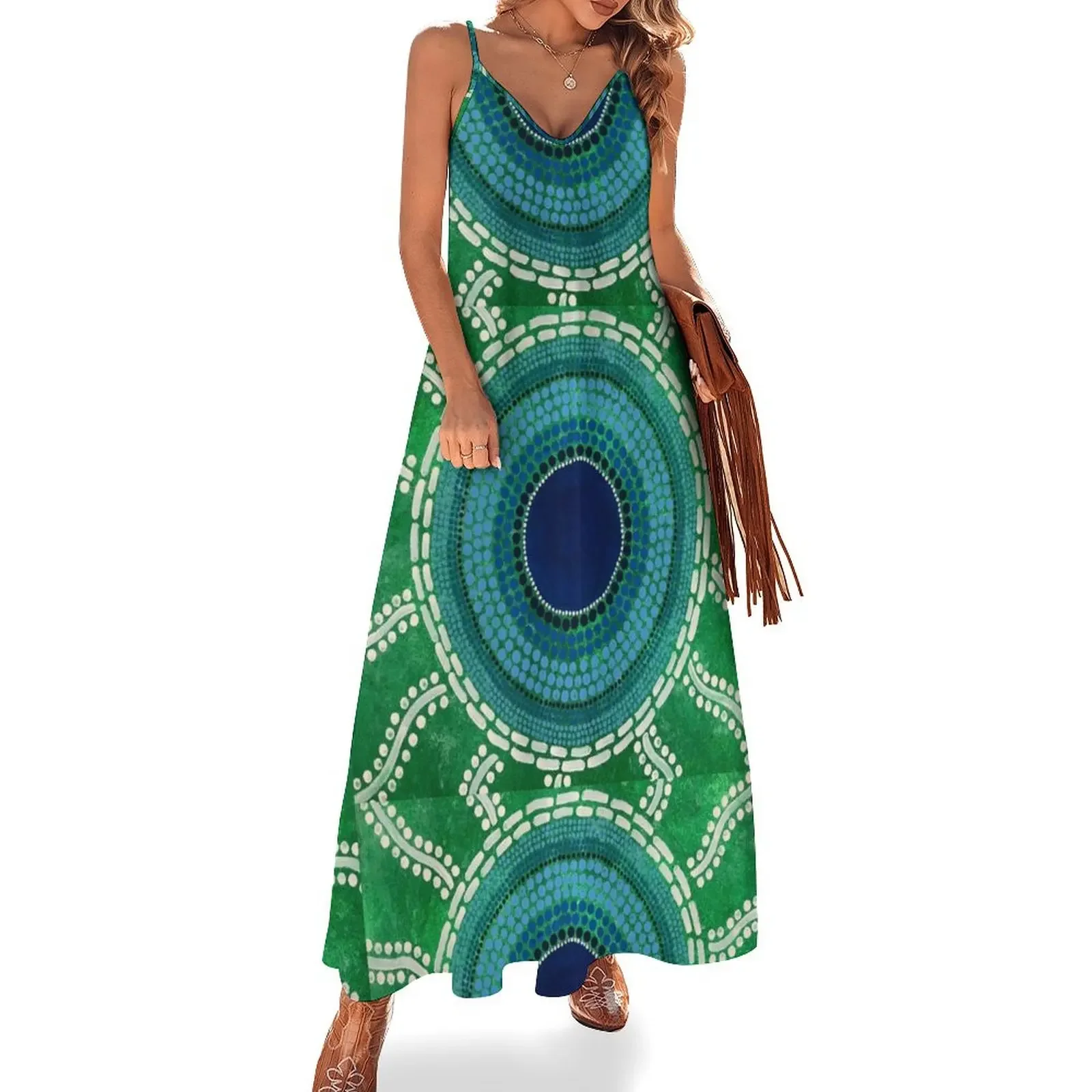 

Ngulkurrnn (Rain drop on grass) Sleeveless Dress Women's evening dress summer clothes for women