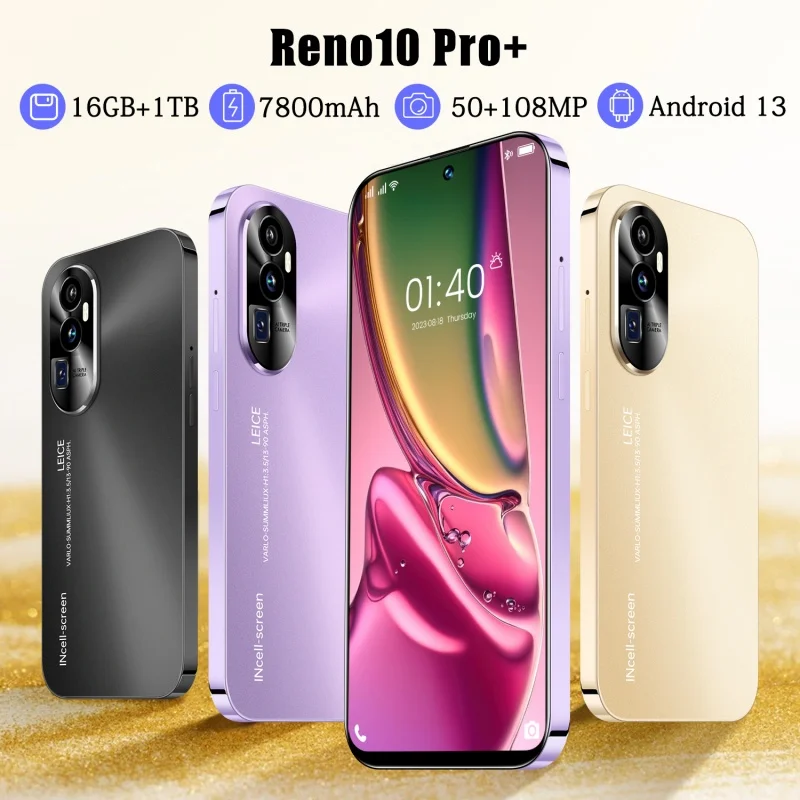 2026 Original Reno 10 Pro Phones Celular SIM Phone Unlocking 5G 7.3 Android 16GB+1T Qualcomm 8 Gen 2 Dual Mobile Smartphone KK23