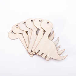 25pcs Natural 60x50mm Unfinished Wood Dinosaur Shape Tags Chips Slices Decorations DIY Cutouts Embellishments Baby Shower Crafts