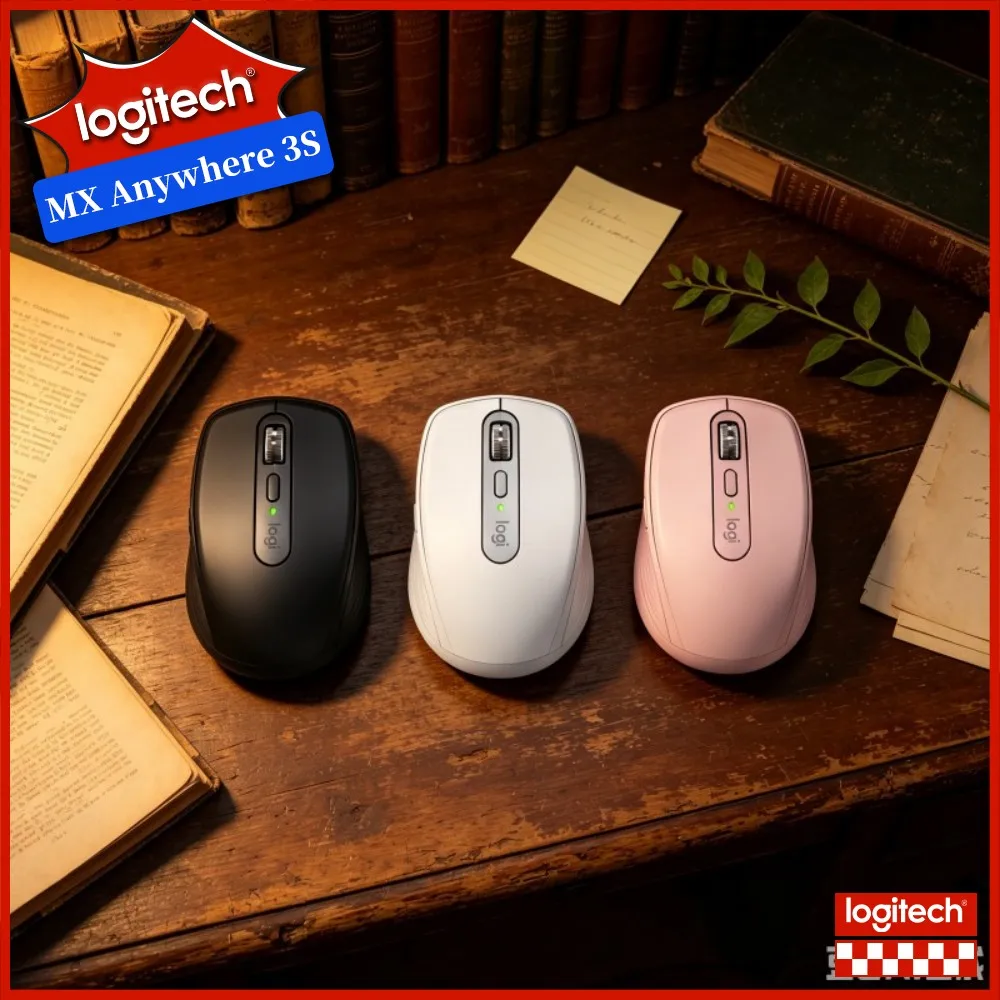 Logitech MX Anywhere 3S Professional Mouse - 8000 DPI Glass Tracking, Magspeed Wheel, USB-C Fast Charge, Office & Travel Use