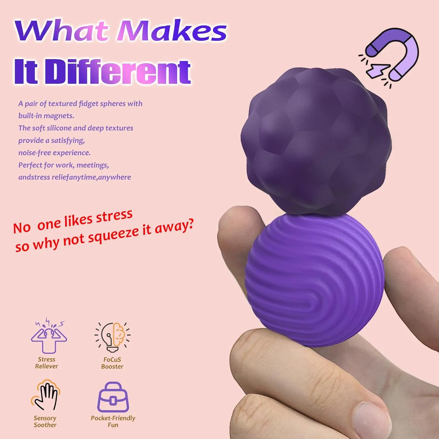 2-8 PCS Magnetic Toy Silicone Magnetic Ball Fidgeting Toy Stress Relief Fingertip Activity Small Decoration Toys Miniature Model