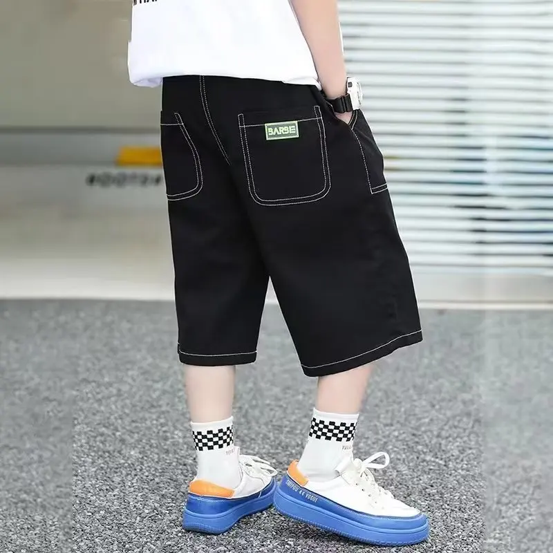 Kinder Kleding Heren Minimalistische Harajuku Trend Capris Sportbroek Ins Luie Nieuwe Casual Stijl Broek Zomer