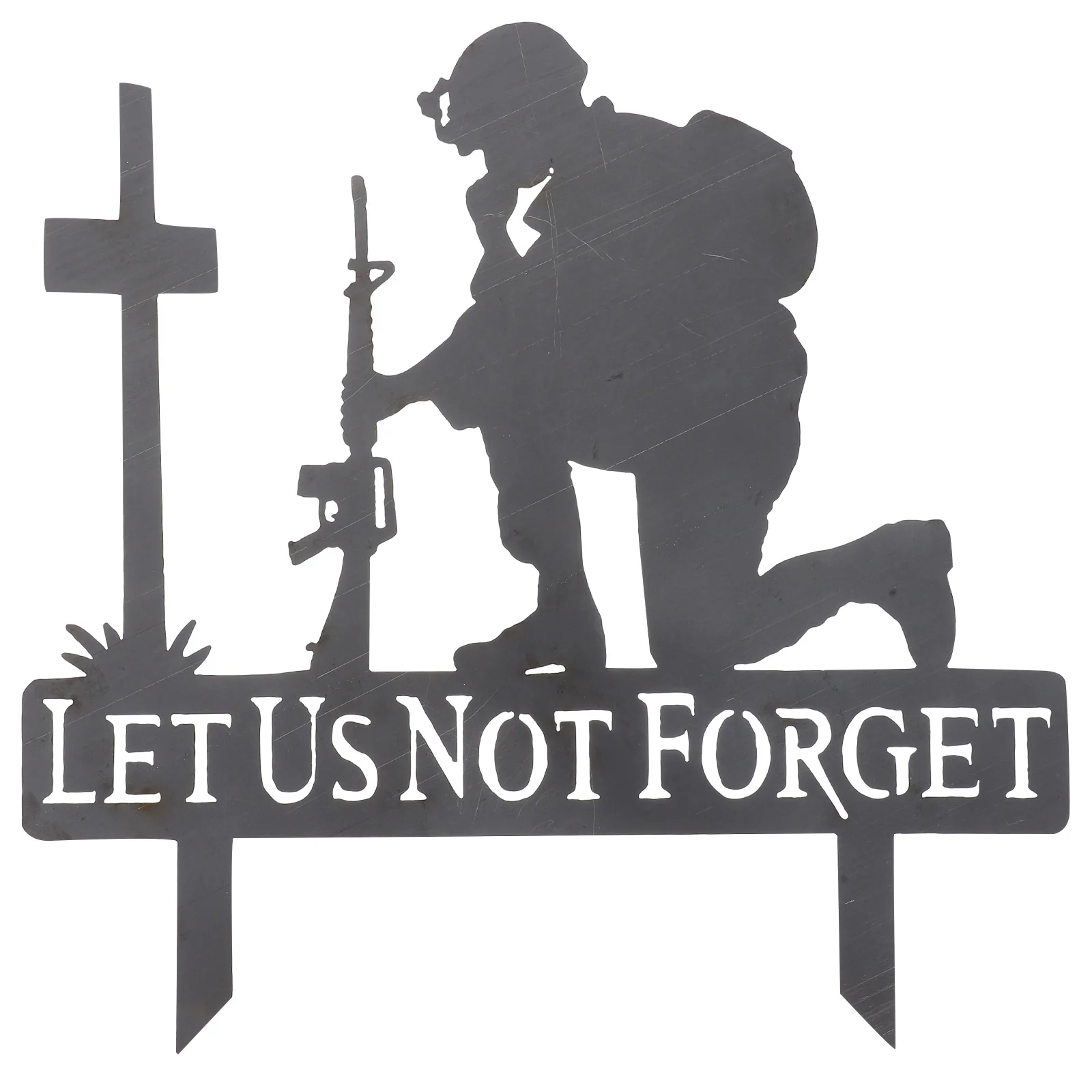 

Metal Soldier Stake Decoration Patriotic Memorial Day Yard Sign Veteran Grave Marker Remembrance Ornament Lawn Graveyard Decor