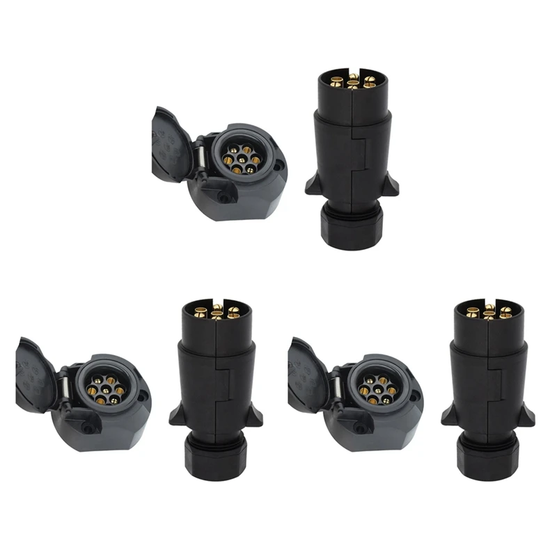 3X 7 Pin European Trailer Socket+Plug Tow Bar Connector Adapter For Car Truck Boat Caravans Transfer Signal Adapter 12V