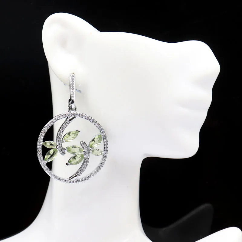 Buy 5 Get 1 Free 48x32mm SheCrown Beautiful Dragonfly Shape Tanzanite Green Amethyst Pink  Kunzite CZ Woman\'s Silver Earrings