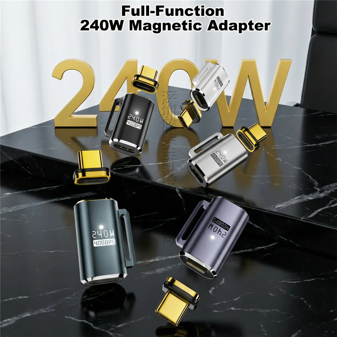 USB C Magnetic Adapter Cable USB4 40Gbps 240W, Thunderbolt3/4 8K60Hz DP Fast Charge Converter
