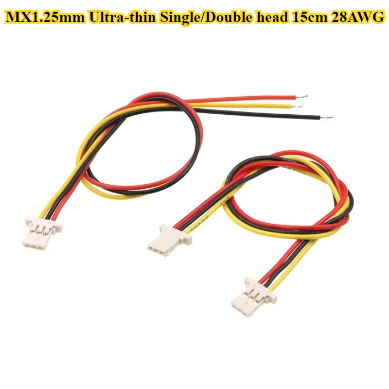 10-50Pcs MX1.25mm Ultra-thin Single/Double head 2P/3P/4P/5P/6P/7P/8P/10P/11P Pin Terminal Wire Length 15cm 28AWG Electronic Wire