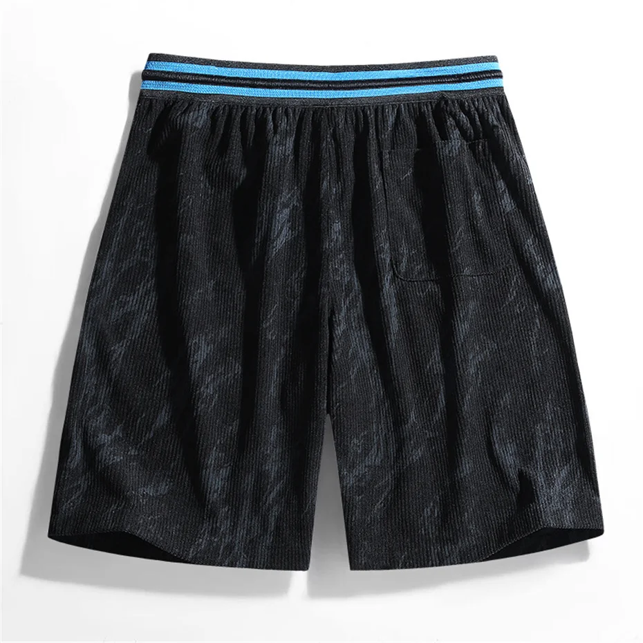 ฤดูร้อน Corduroy กางเกงขาสั้นผู้ชาย 5XL Plus ขนาดกางเกงขาสั้นแฟชั่น Casual Elastic เอวสั้นกางเกงชายขนาดใหญ่ 5XL