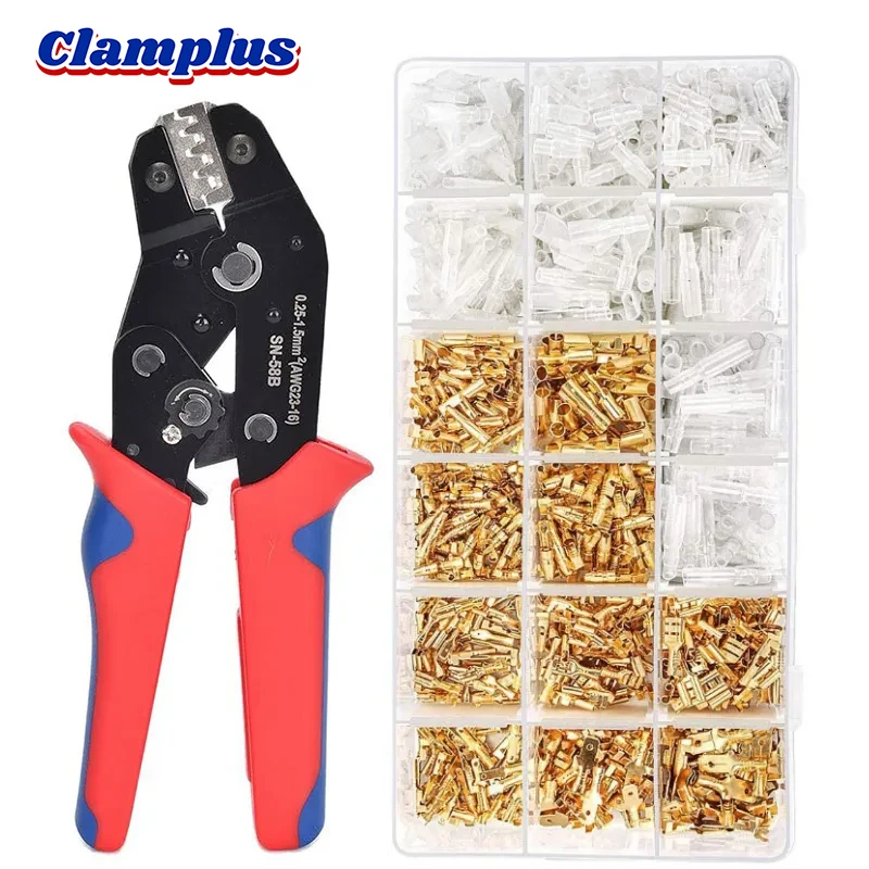 wire terminal crimping plier ratcheting clamp tool conectores spade e bala terminais crimper feminino e masculino sn58 01