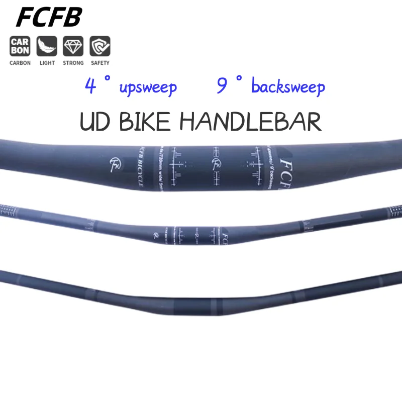 FCFB carbon handlebar UD black  4 upsweep  9 backsweep 31.8mm Mountain bike cycliing handlebars cycling handlebar mtb