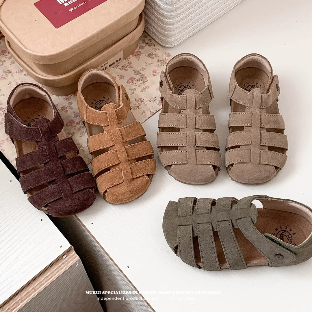 Baby Sandals 2024 Childrens Slippers Shoes Fashion Versatile and Simple Popular Boys Solid Color Shoes