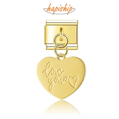 Hapiship Wholesale New Women Romantic Heart Italian Charm Fit 9mm Stainless Steel Bracelet Drop Shipping Jewelry TZ034
