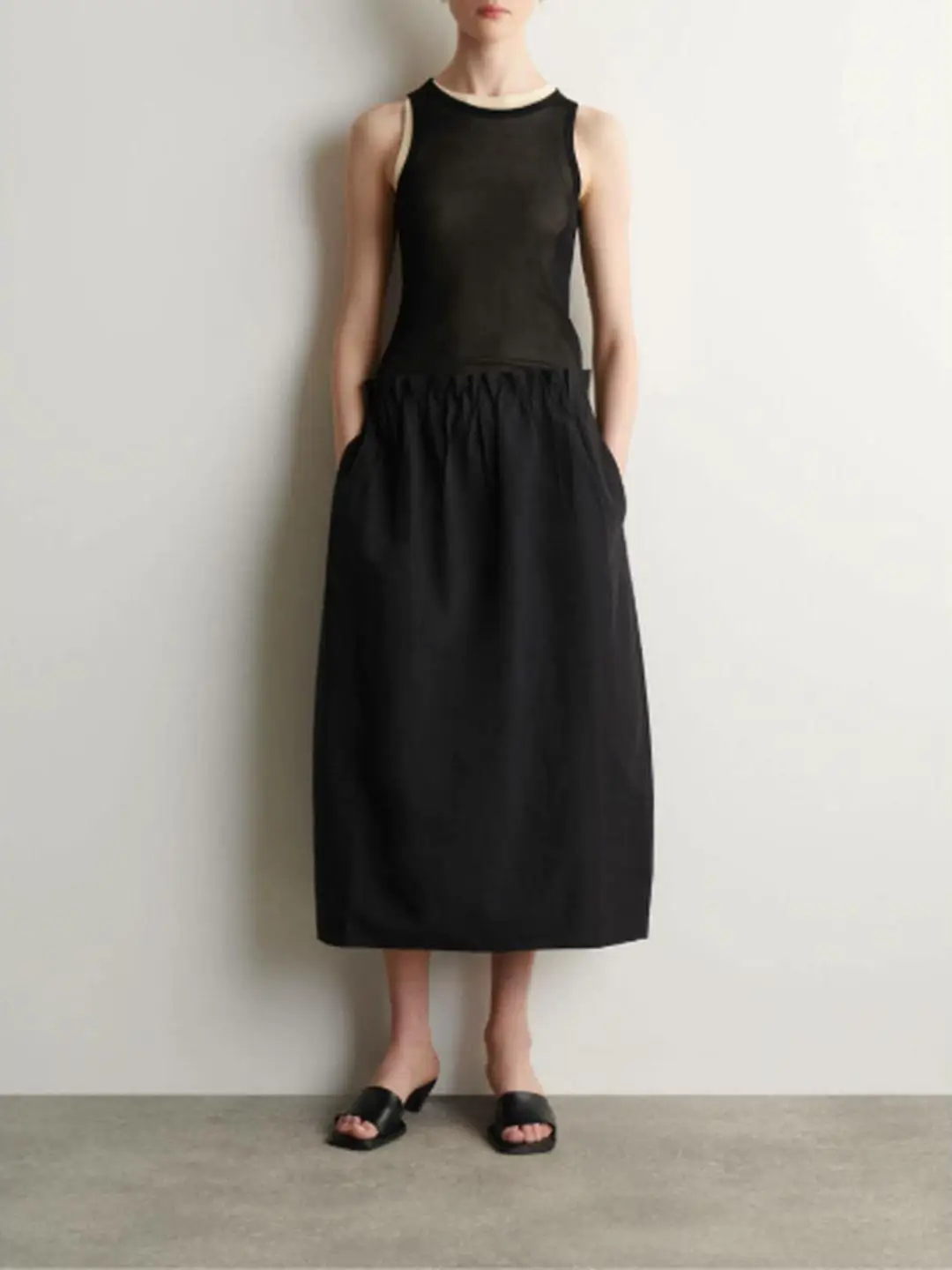 Casual Versatile Standard Fit Mixed Fiber Midi Skirt for Women City Walk Suitable Spring Summer Season mid Waist Design