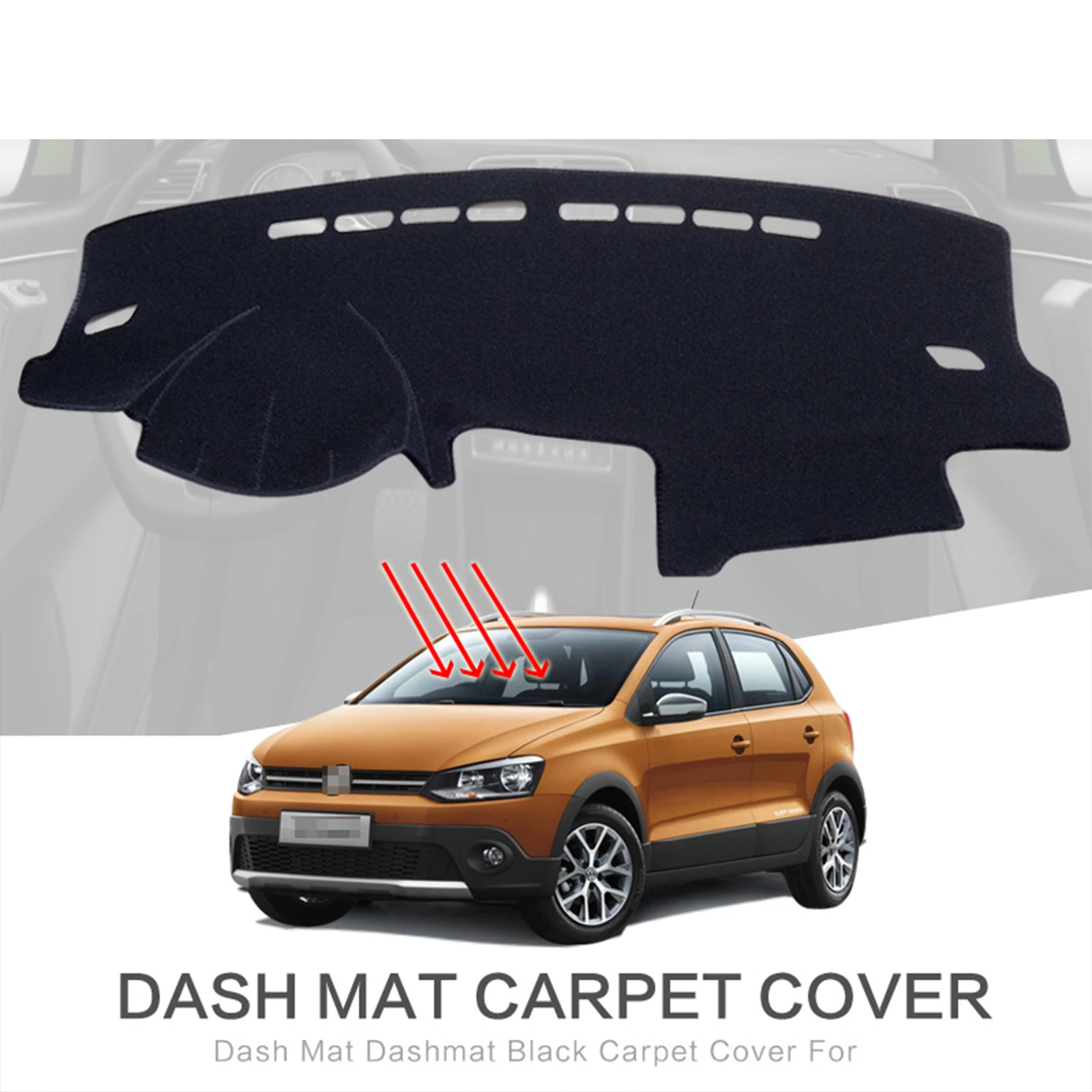 

Car Dashboard Mat for VW Polo 6R 6C 2009 2010 2011 2012 2013 2014 2015 2016 Sunshade Protective Carpet Dash Mat Dashmat