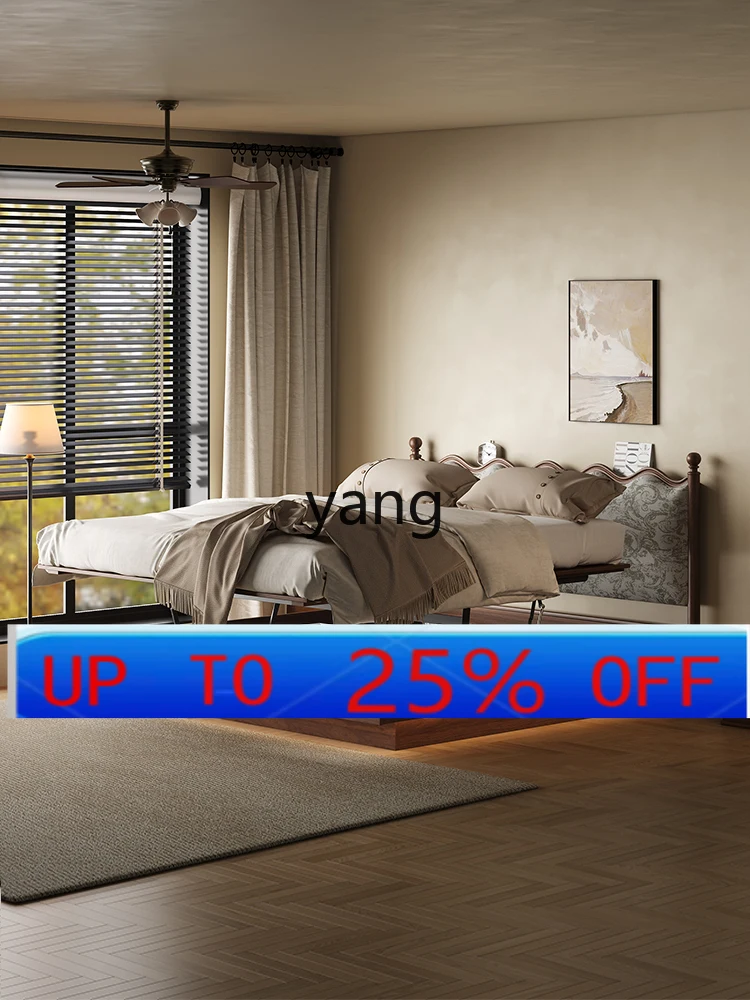 

LMM French retro solid wood storage bed antique small apartment bedroom modern simple box bed