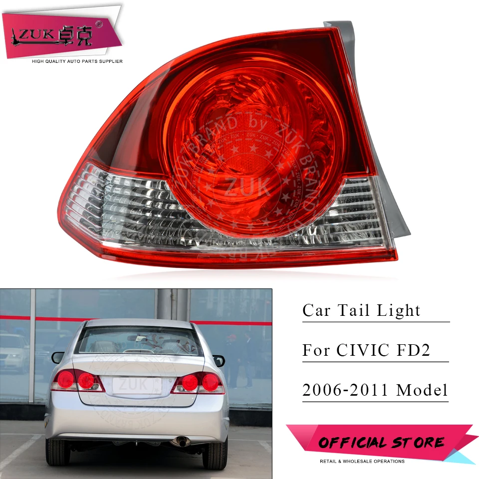 

ZUK Car Accessories Rear Bumper Tail Light Brake Lamp Stop Signal Taillight Taillamp For HONDA CIVIC FD2 2006-2011 Exterior Part