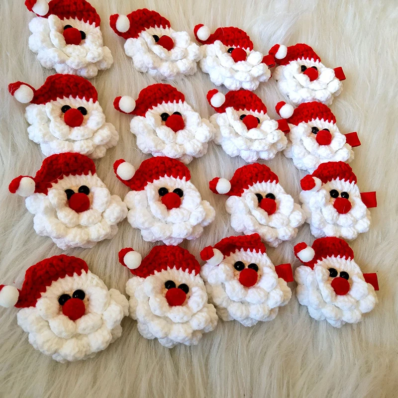 1Pcs Knitted Handmade Wool Crochet Santa Claus Pendants For Key Chain Bags Hanging Hairpin Decorate Accessory