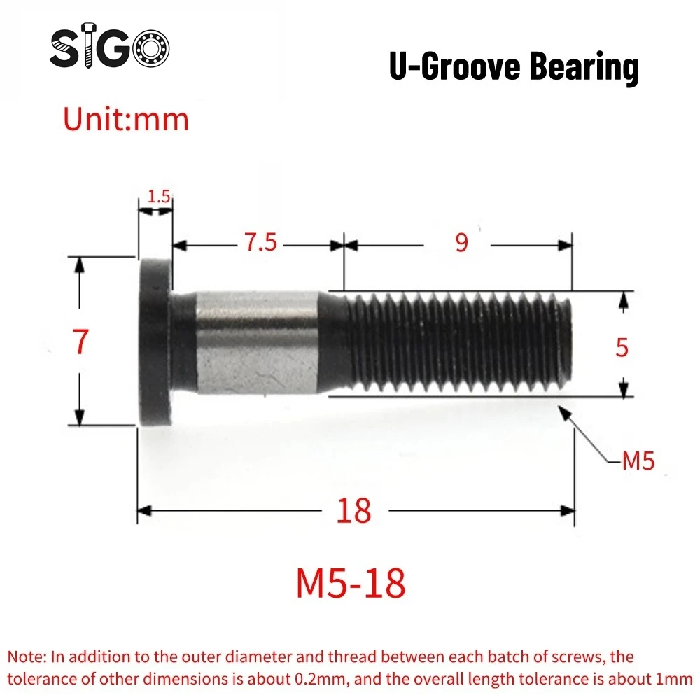 4PCS SG15 5X17X8MM U-shaped Precision Double Volleyball Bearing Belt Screws With Grooves