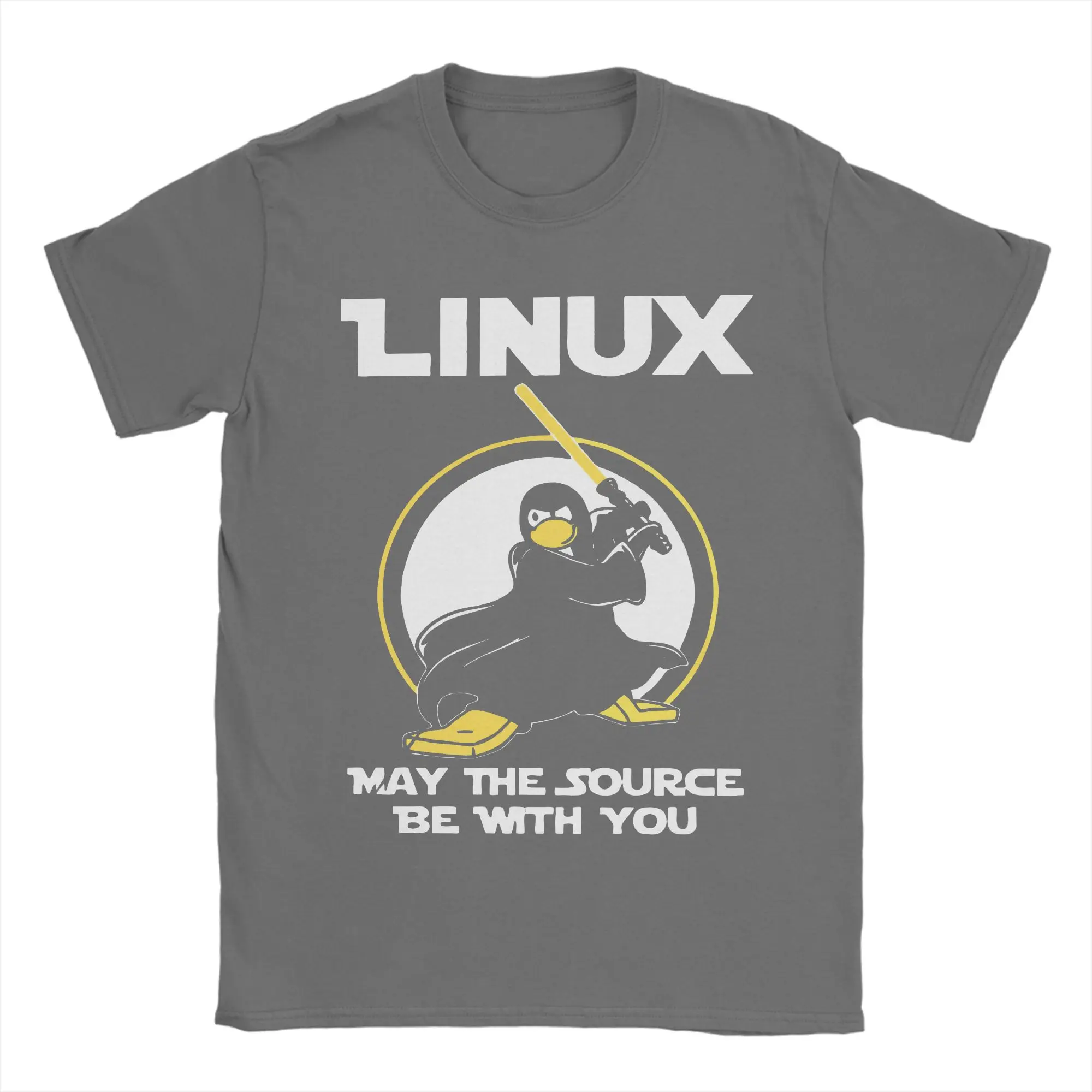 Men Women's Linux May the Source Be with You T Shirts Programmer Developer Nerd Pure Cotton Tops Crewneck Tees Plus Size T-Shirt