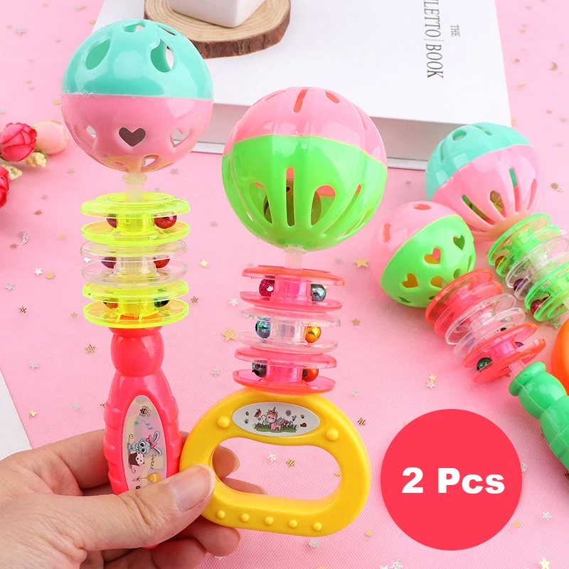 HOT SALE 2 Pcs New Children's Hand Grasping Rattles Children's Toys Musical Instruments Baby Early Education Ringing Hand Bells