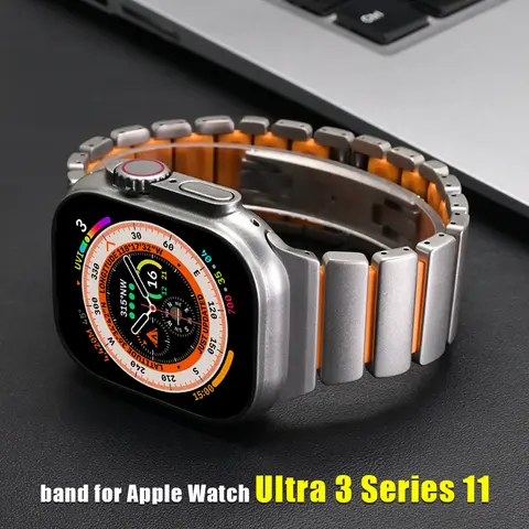 애플 워치 울트라 3 2 49mm 시리즈 11 10 46mm 스트랩용 플루오로엘라스토머 고무 티타늄 밴드 아이워치 9 8 7 6 5 SE 3 44mm 45mm용