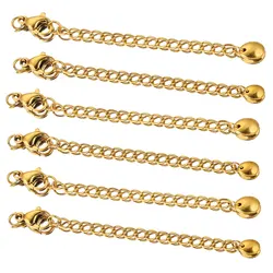 10pcs Stainless Steel Extension Extended Beans Tail Chains with Lobster Clasps for Bracelet Necklace DIY Jewelry Making Supplies