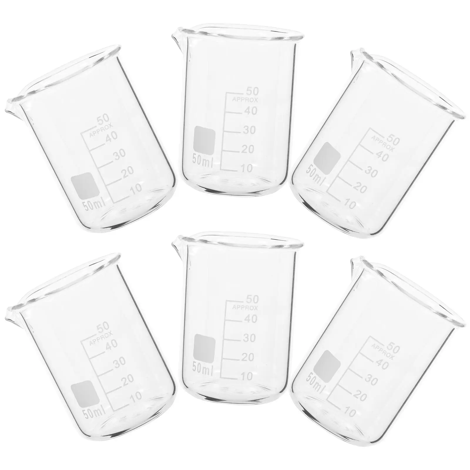 

6 Pcs High Temperature Resistant Measuring Cup Small Laboratory Glassware Chemistry Beaker