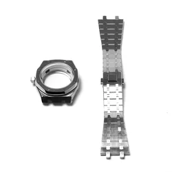 41mm Watch Case + Strap for NH35/NH36/4R36 Movement Stainless Steel Watch Cover Replacement Wristwatch Band