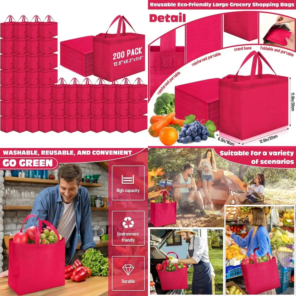 

Большие складные сумки для покупок из нетканого материала с ручками, портативная сумка-тоут, 12,6 x 11,8 x 6,3 дюйма