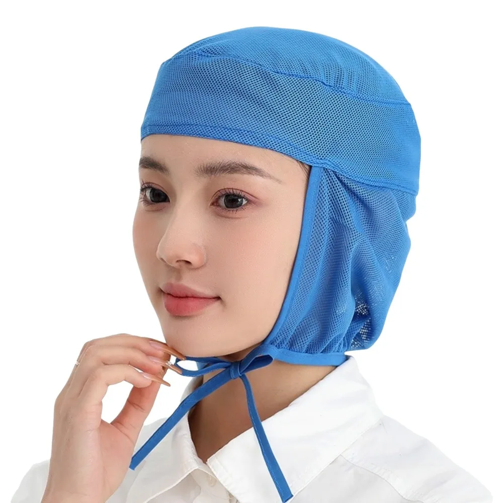 Breathable Mesh Mesh Work Cap Adjustable Fit Wide Brim Food Service Cap Elastic Back Chef Work Hat Restaurant Kitchen