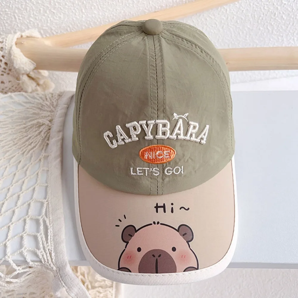 

Cute Capybara Kids Baseball Cap Lightweight Adjustable Children Summer Hat Quick Drying Kids Sunscreen Cap Summer