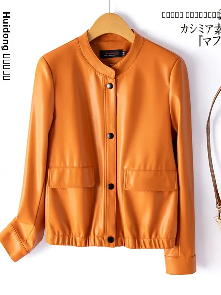   Ning 本革ジャケット レディース シープスキン スリムフィット レザーコート アウター スリム 通勤 スリム ロングスリーブ