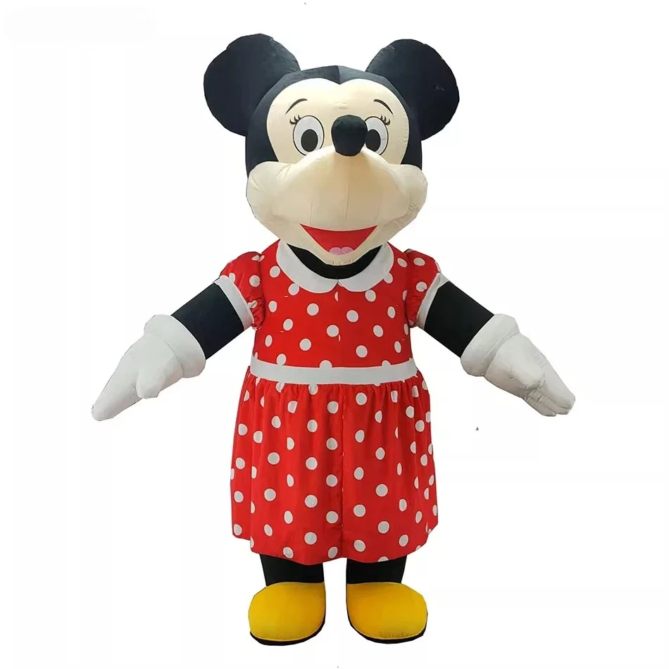 MINISO ديزني العملاق نفخ ميكي وميني ماوس زي التميمة المشي ملابس دمى حفلة عيد الميلاد لا بطارية