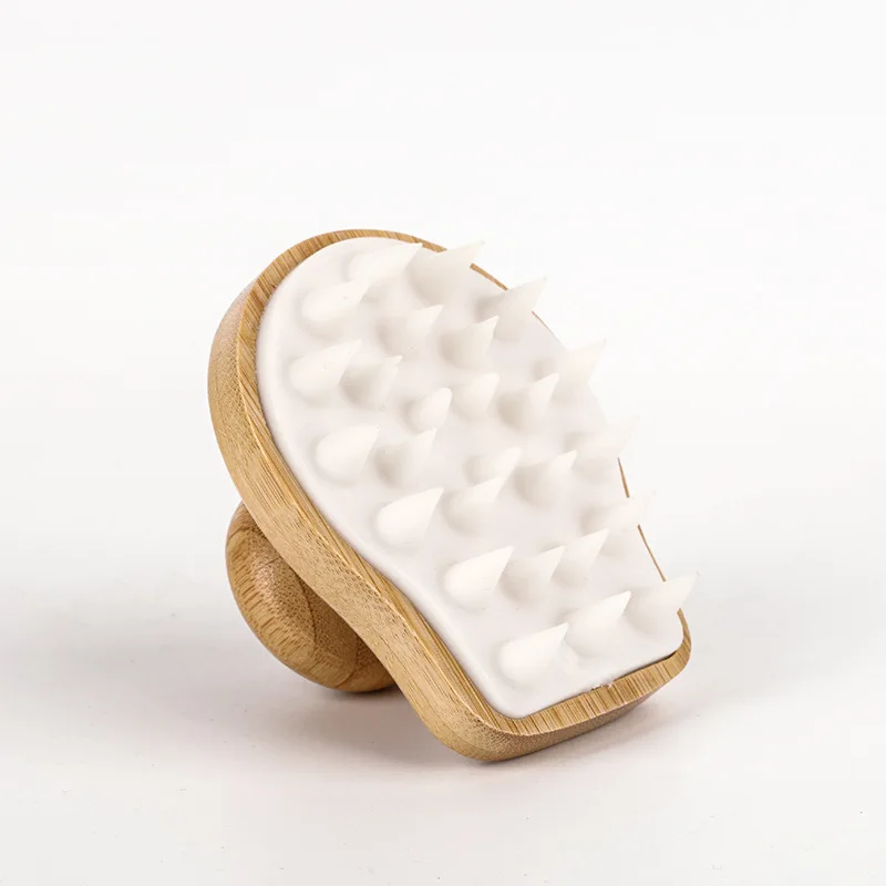 Natürliche Bambus Kopfhaut Haar Massagegerät Kopf Kopfhaut Massage Kamm Bambus Griff Multifunktionale Bad Dusche Shampoo Haar Waschen Pinsel