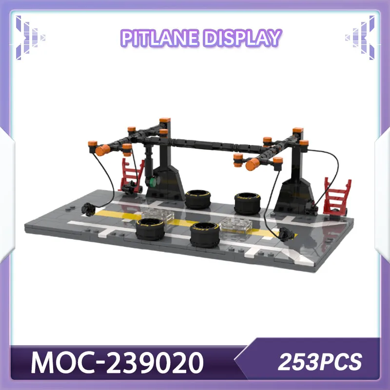 

Набор строительных блоков Гоночный автомобиль PitLane Display MOC-239020 Гоночная яма Модель шкафа Рождественский подарок