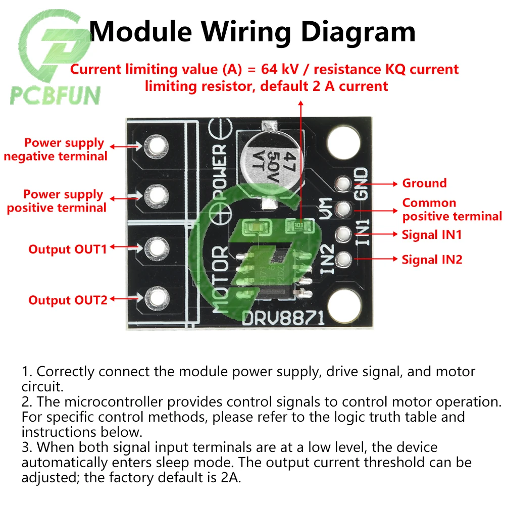 DRV8871 DC 6.5-45V H-brug Motor Driver Module 3.6A Geborstelde Motor Driver PWM Controle Driver module Supply Accessoires