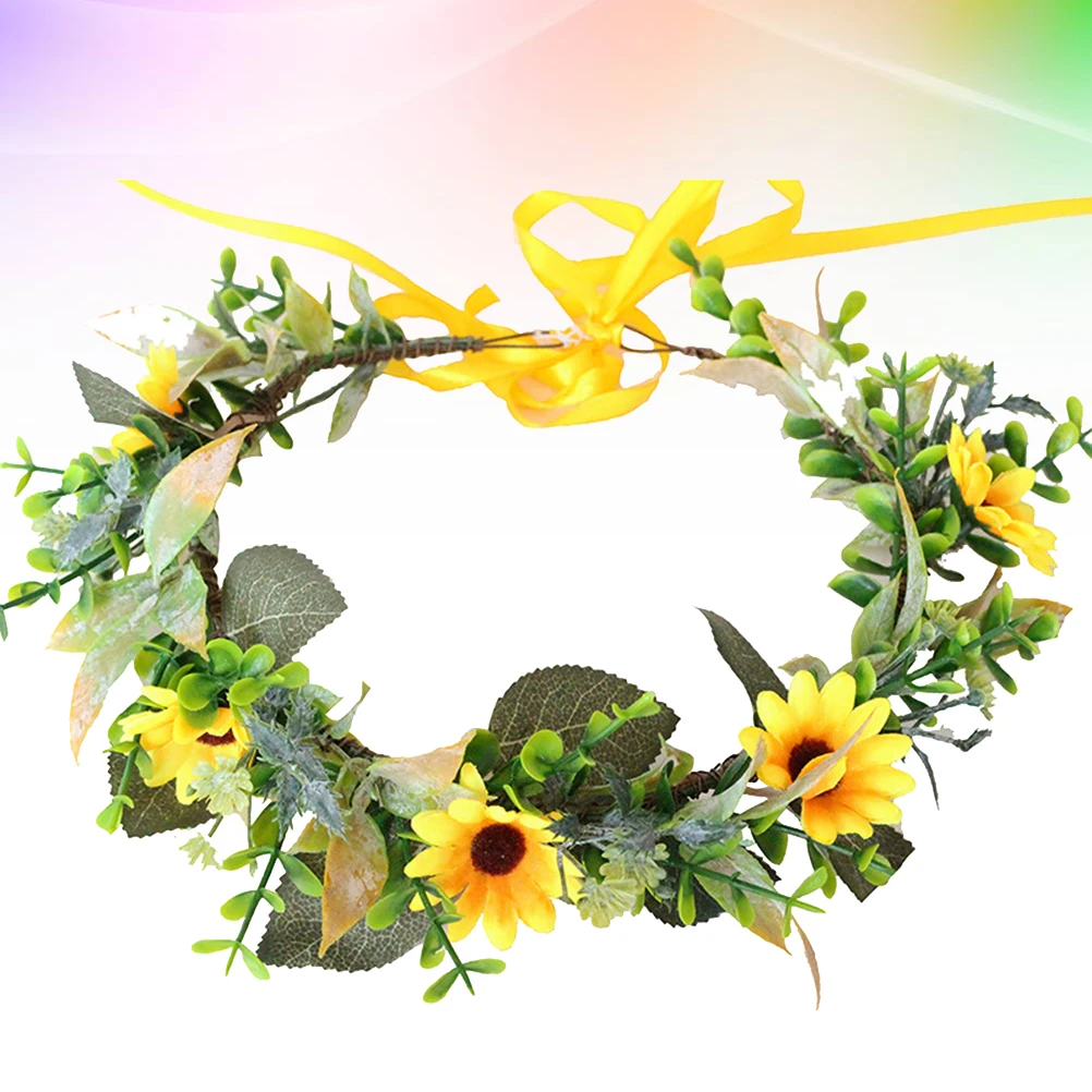 

Flower Garland Hair Hoop Bridal Headband Wreath Headdress for Bride Party Bands Lightweight Comfortable Wear Simulation Flower