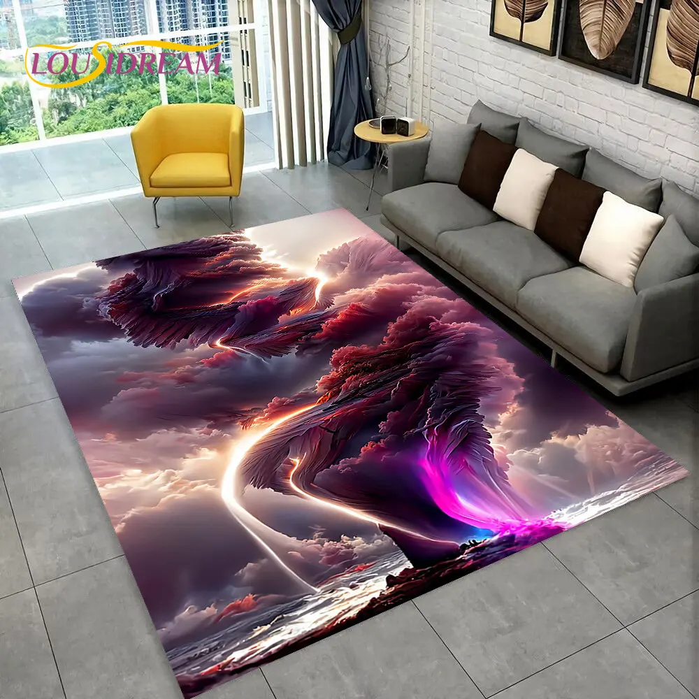 3D Natural ,Tornado, Cloud Twister Area Rug Large,Carpet Rug for Living Room Bedroom Sofa Doormat Decoration, Non-slip Floor Mat