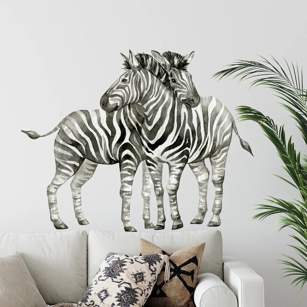 

Zebra Animal Wall Stickers - Self-Adhesive Decals for Living Room Bedroom Kids Room Sofa Background Home Decor