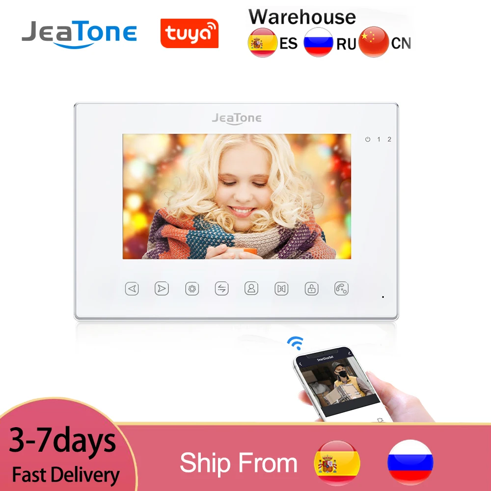 Jeatone-Sistema de pantalla de intercomunicación para el Hogar Inteligente, Monitor de montaje en pared, grabación de fotos y vídeo, Wifi, interior,