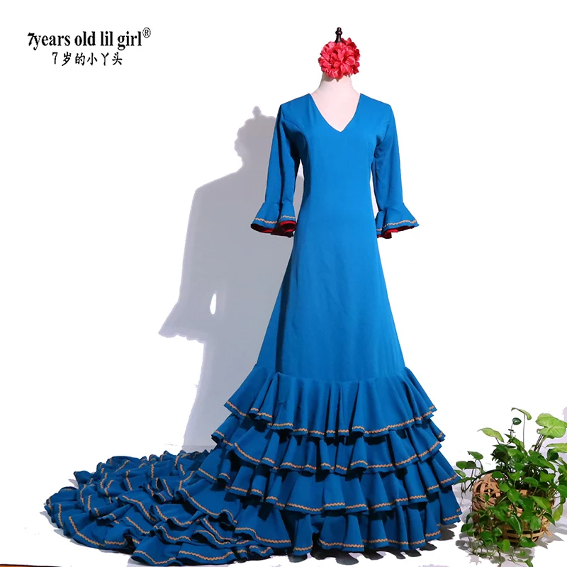 Saia batata de flamenco espanhollilgirl de 7 anos com um casaco e uma lata dentro para trajes de performance femininos cwq41
