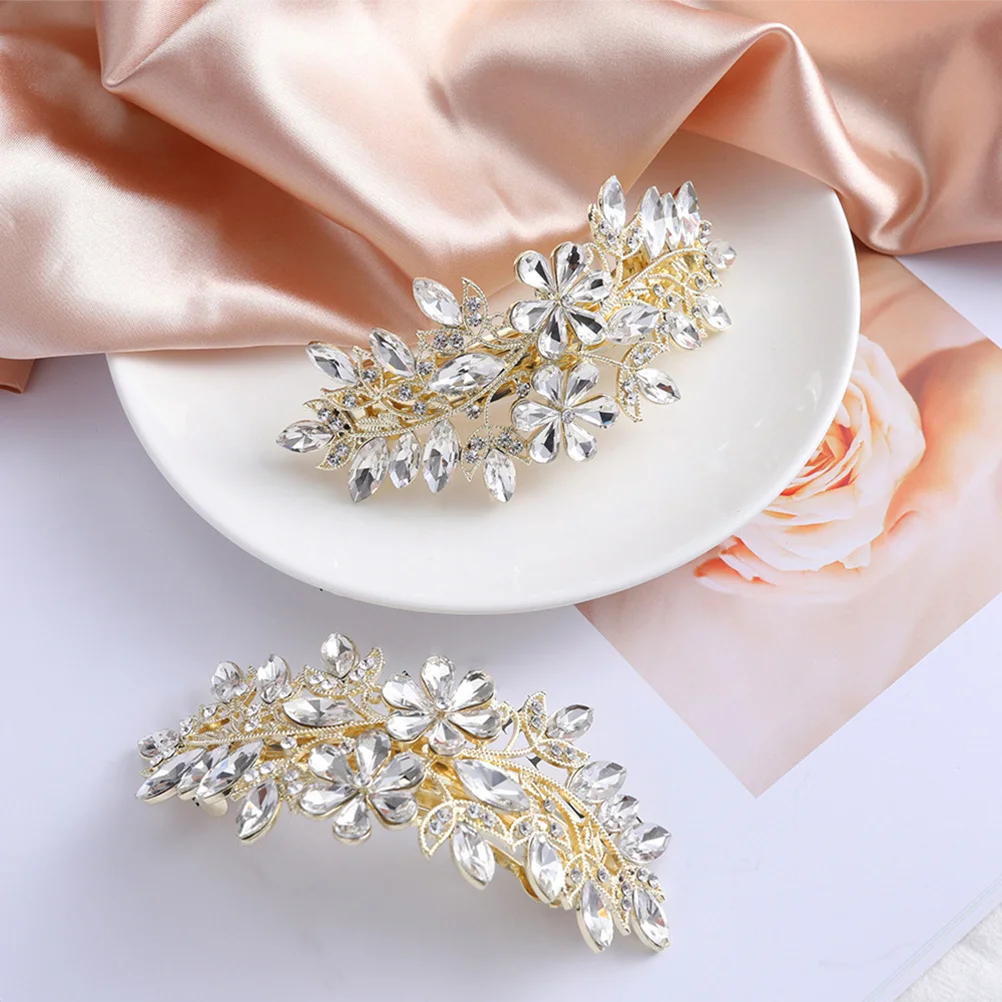 

Crystal Rhinestone Hairpin Flower Hair Clip Spring Barrette Elegant Women Hair Accessory for Party Wedding Holiday